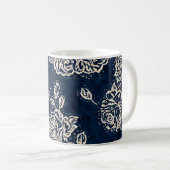 Florale textuur herhaalt moderne patronachtergrond koffiemok (Voorkant rechts)
