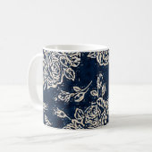 Florale textuur herhaalt moderne patronachtergrond koffiemok (Voorkant links)