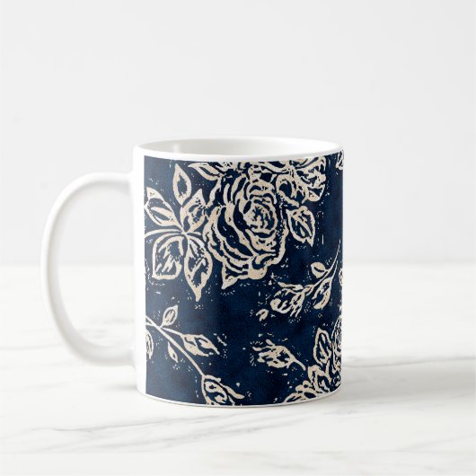 Florale textuur herhaalt moderne patronachtergrond koffiemok (Links)