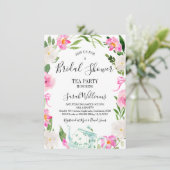 Florale theetheebridale Shower Uitnodiging (Staand voorkant)