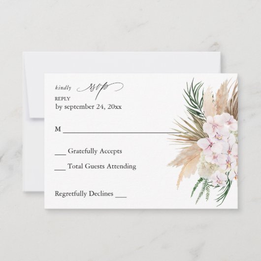 Florale Tropicale Boho Végétal sans Repas RSVP 2 (Devant)