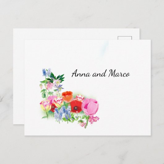 Florale trouwkaart briefkaart (Voorkant / Achterkant)