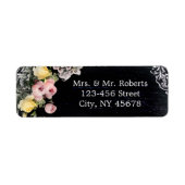 florale typografie Chalkboardbruiloft Etiket (Voorkant)
