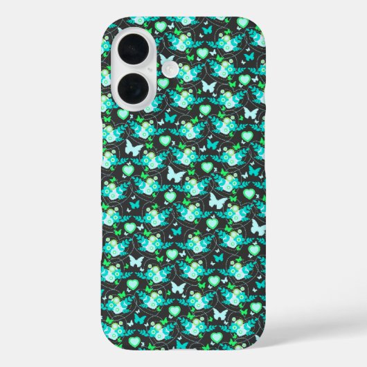 Florale vlinders & harten, jade iphone case (Achterkant)
