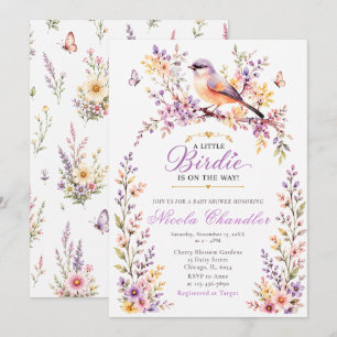 Florale Vogeltje Baby Shower Kaart