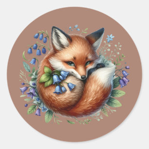 Florale Vos Botanische Bos Kunst Ronde Sticker
