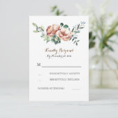 florale waterverf bouquet herfst iory bruiloft rsv RSVP kaartje (Staand voorkant)