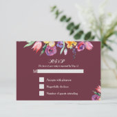 Florale Waterverf over Bourgogne RSVP en Menu (Staand voorkant)