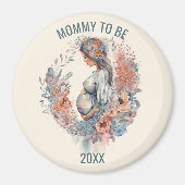 Florale Waterverf verwacht dat mama wordt Magneet (Voorkant)