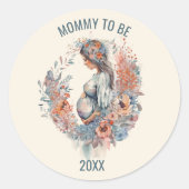Florale Waterverf verwacht dat mama wordt Ronde Sticker (Voorkant)