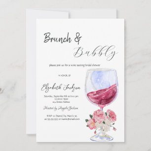 Florale wijnglas brunch & bubbels kaart