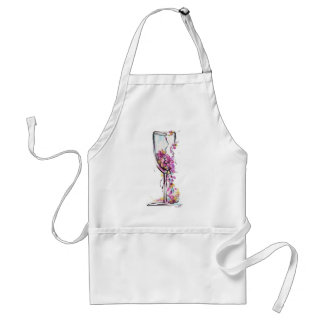 Florale wijnglas silhouet T-shirt – Aquarel Standaard Schort