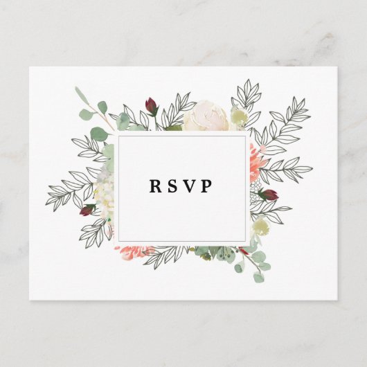 florales botaniques rsvp carte postale mariage (Devant)