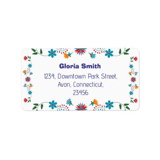 Florales brodées Étiquette de adresse rectangulair (Devant)