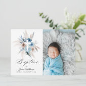 florales de boho d'aquarelle Baptême invitation ph (Debout devant)