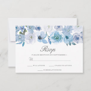 Florales d'hiver : Elégant mariage bleu blanc RSVP