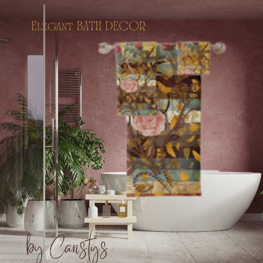 Florales Élégantes avec Turquoise, Brown, ivoire