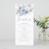 Florales modernes Dusty Blue Text Mariage Menu (Debout devant)