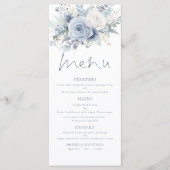 Florales modernes Dusty Blue Text Mariage Menu (Devant)