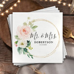 Florales rose pâle Mariage botanique moderne<br><div class="desc">Elégant rose pâle / pêche printemps mariage fleurie serviettes avec un bouquet de roses pastel douce aquarelle, pivoines et hydrangées dans les tons rose roux, pêche et crème avec feuilles botaniques verdoyants et feuilles eucalyptus. Un choix de design moderne qui est parfait pour les mariages de printemps et d'été à...</div>