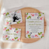 Florales roses rustiques sur invitation au bois bl