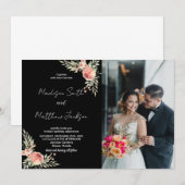 Florales sur le thème noir Mariage Invitations ave (Devant / Derrière)