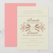 Florales Whimsical Rose Invitations de mariage (Devant / Derrière)