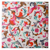 FLORALINE RENAISSANCE RODE BLOEMENKRULLEN, BLOEMEN TEGELTJE (Voorkant)