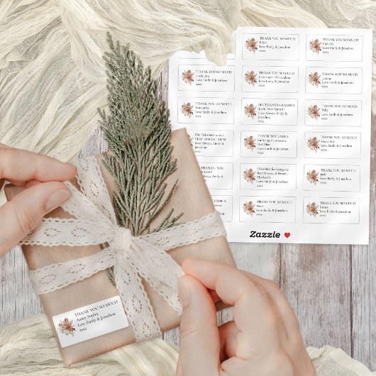 Florals 18 individuele ontvangers dank u bruiloft sticker