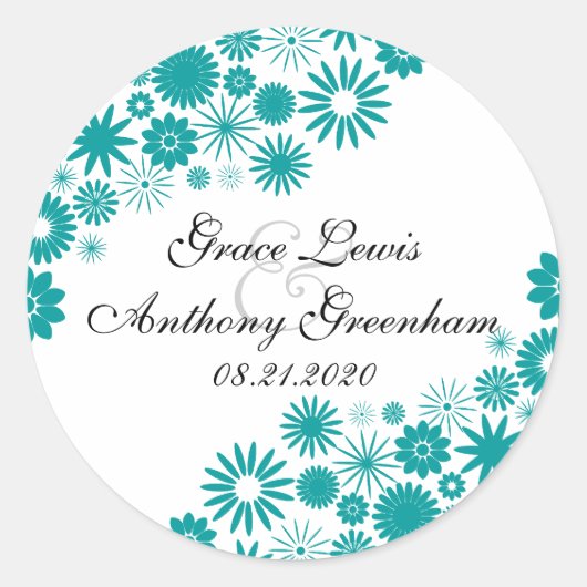  Florals Blauwgroen Stickers (Voorkant)