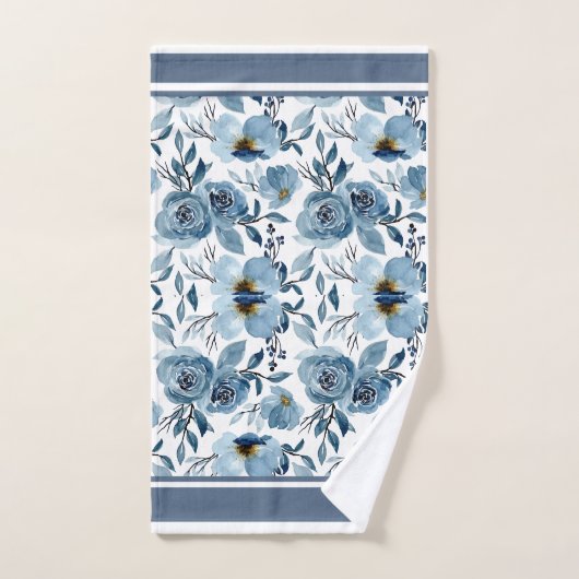 Florals Blue Chou Rose serviette (Serviette à main)