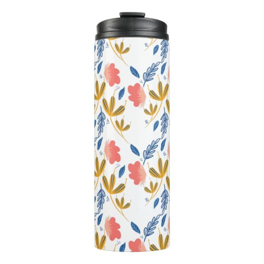Florals Blue Coral Pink Greenery Thermosbeker (Voorkant)