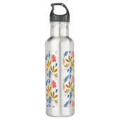 Florals Blue Coral Pink Greenery Waterfles (Achterkant)