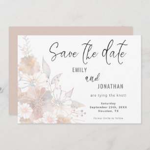 Florals Blush Peach Grey Weddenschap Save the Date