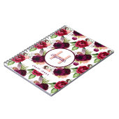 Florals bogundy maakt monogram notitieboek (Linkerzijde)