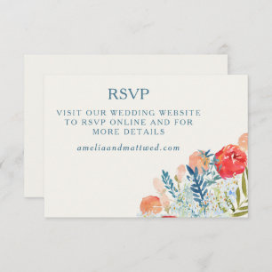  Florals Boho Wedding Website QR Code RSVP Kaartje