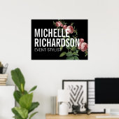 Florals Bold Text op zwart Poster (Thuiskantoor)