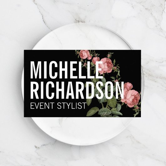  Florals Bold Text op zwart Visitekaartje
