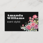  Florals Bold Text op zwart Visitekaartje (Voorkant)