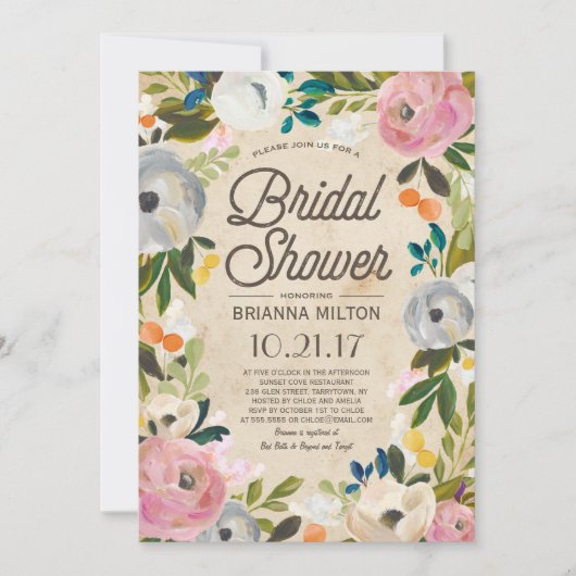  Florals | Bridal Shower-uitnodiging Kaart (Voorkant)