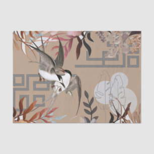 Florals Browns, veenbes Tan & vogelontkoppeling Ti Tissuepapier