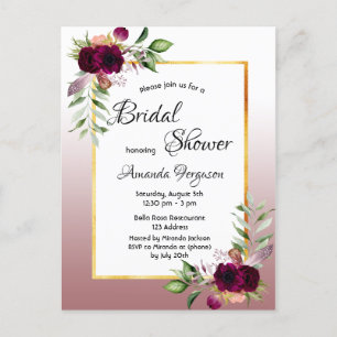Florals cannelle rose nuptiale invitation