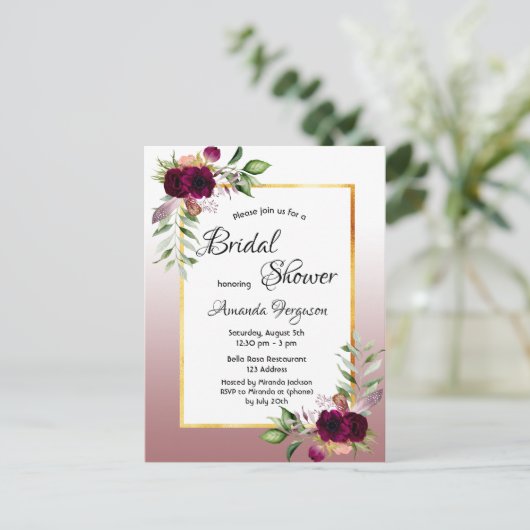 Florals cannelle rose nuptiale invitation (Debout devant)