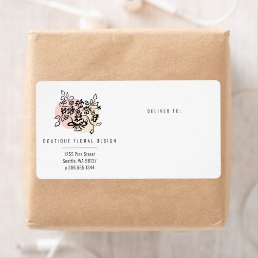 Florals Doodle Small Business Shipping Label (Insitu)