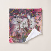 Florals Elégants Burgandy Shades avec or (Gant de toilette)