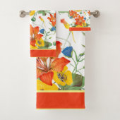 Florals Geel, Oranje, Blauw Bad Handdoek (Insitu)