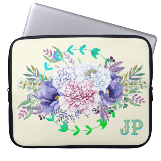  Floral's geparafeerde pasta Laptop Sleeve (Voorkant)