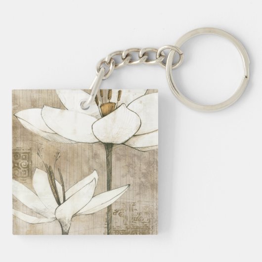 Florals getekend door Potlood Sleutelhanger (Achterkant)