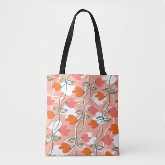 Florals Hand Drawn Botanical Pattern Sinaasappel Draagtas (Voorkant)