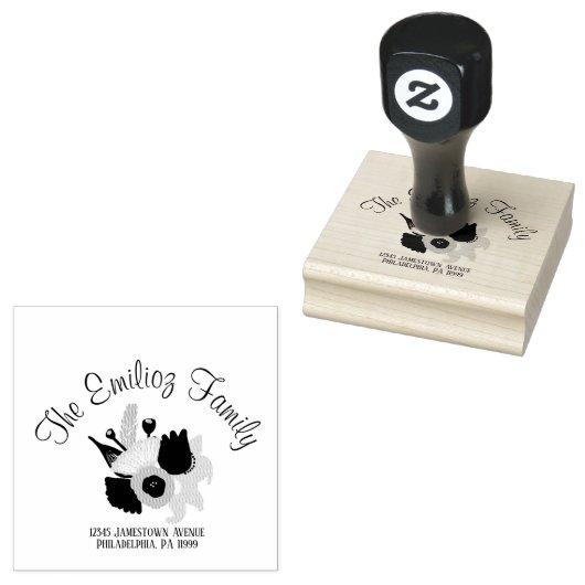 Florals Handtekening Adres Rubberstempel (Gestempeld)